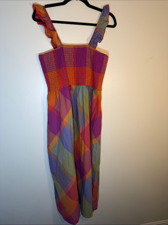 Time and Tru Dresses & Skirts - Time and Tru Colorful Plaid Cotton Smocked Top Sleeveless Maxi Dress XL